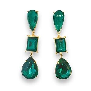 NWOT Luxury Party Wedding Indigo Octopus Emerald Green Crystal Drop Earrings